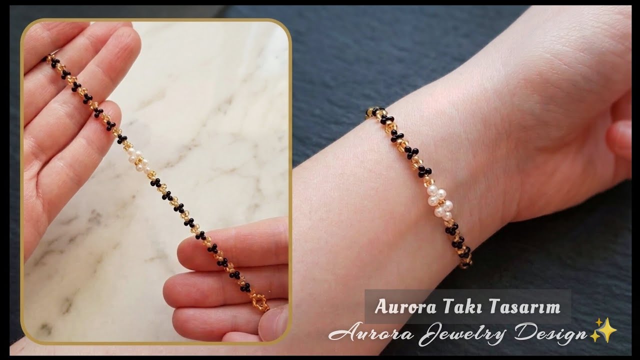 Bileklik Yapımı. Very easy bracelet making for beginners. Beaded bracelet tutorial.