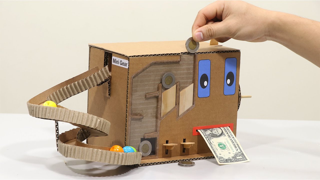 How to Make Gumball Vending Machine and Saving Money from Cardboard