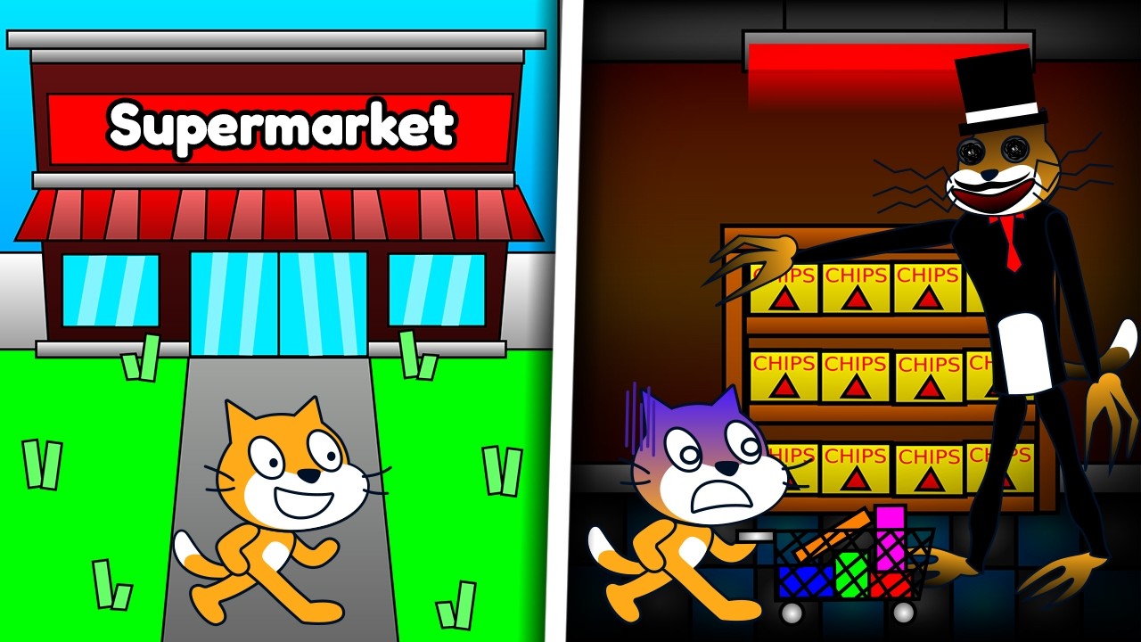 Я создал игру ужасов в супермаркете на Scratch..