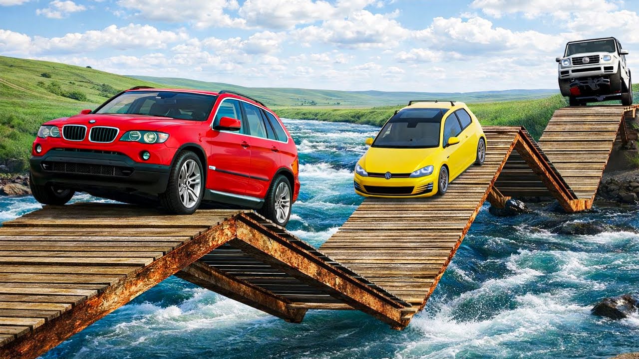 Cars vs Broken Zig Zag Bridge x Roller Coaster Bridge Challenge |👑BeamNG Drive
