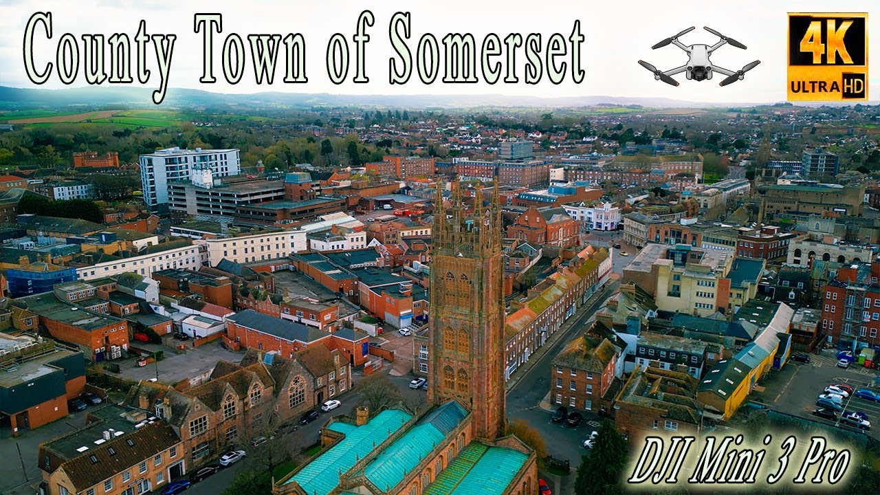 County Town of Somerset Taunton in 4K UHD by Drone