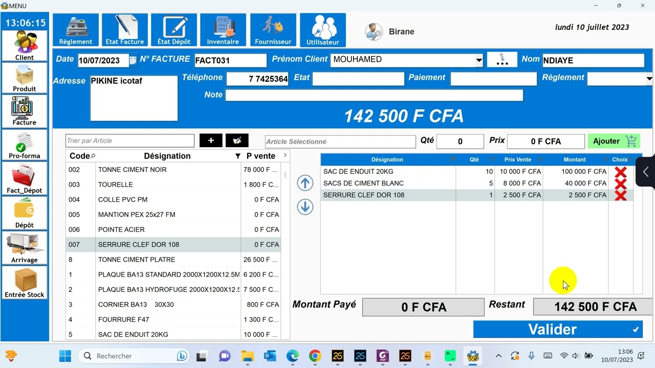 Partie 1 : Logiciel de gestion commerciale réalisé avec WINDEV