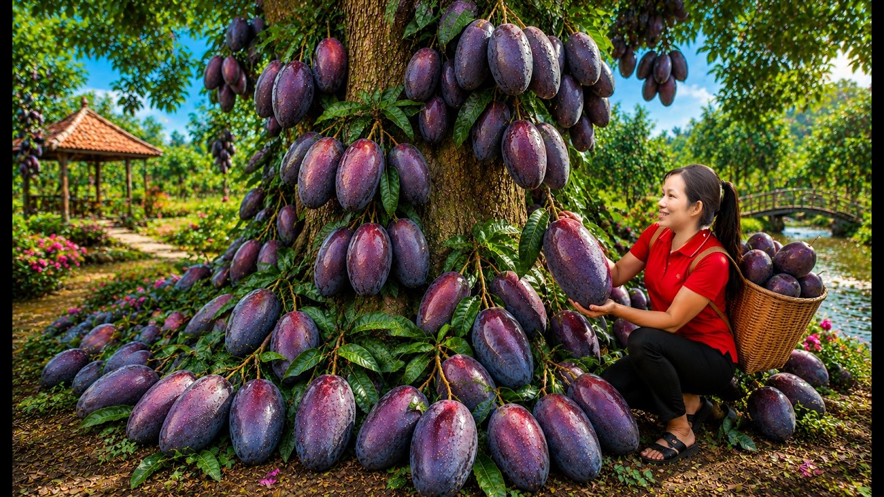 Harvesting Tons Of Rare Black Mangoes | Countryside Market Life