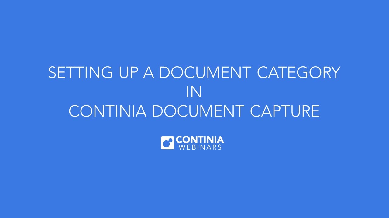 Setting up a document category in Continia Document Capture