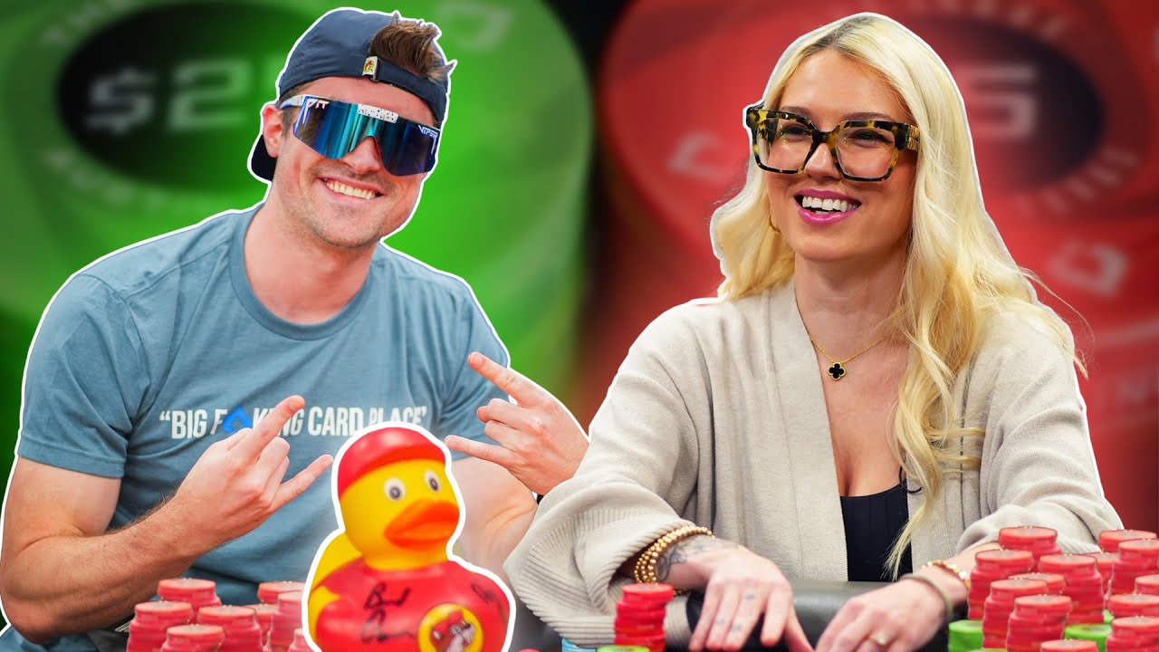 Duck Polk Challenges Brittany On The Felt! LIVE Cash Poker