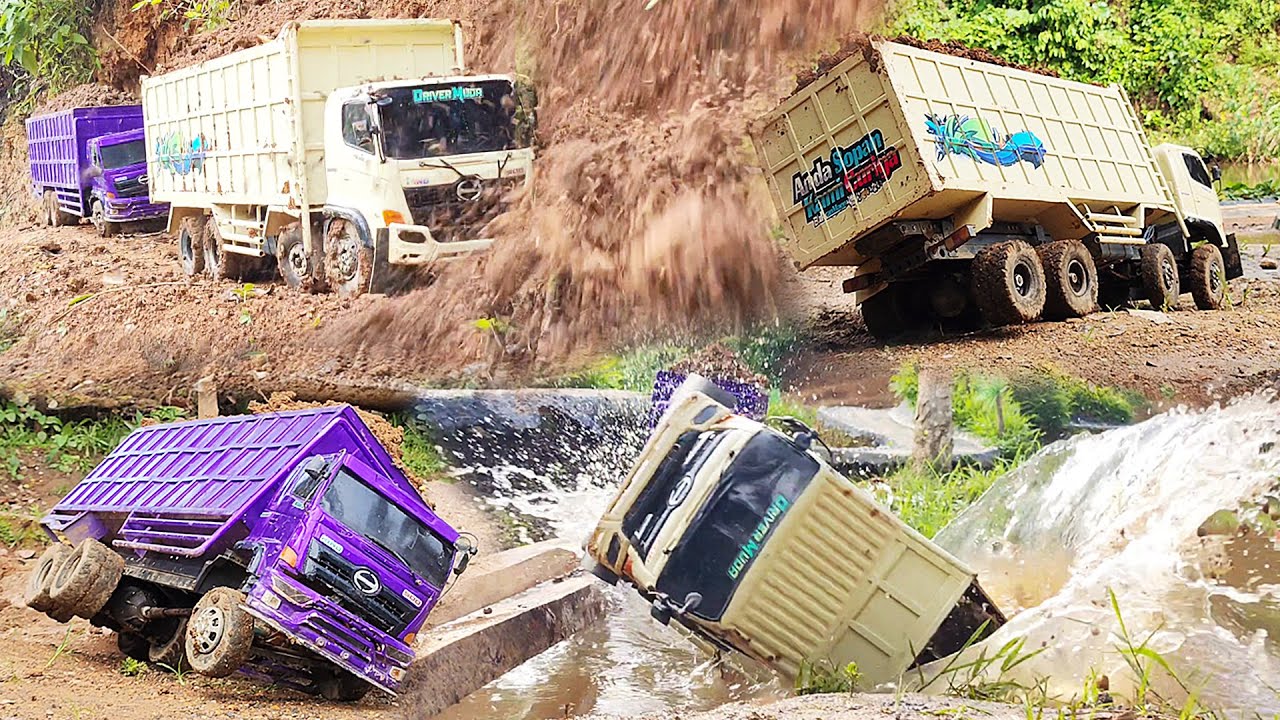 HADANG LONGSOR Truk Hino 500 Trinton Muatan Full BIKIN PANIK Truk Terguling Rc Truck Oleng Terbalik