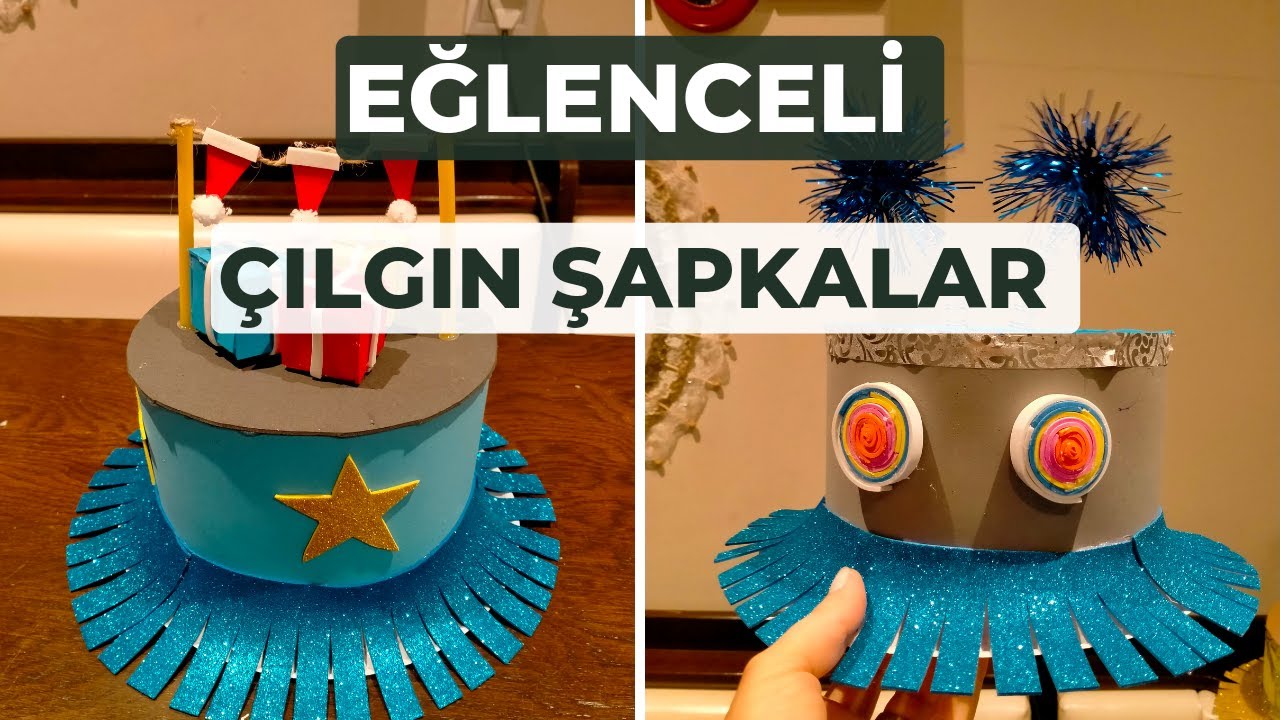 iki çılgın şapka 🤩 eğlenceli şapkalar #kendinyap #diy #geridönüşüm #yeniyıl #new