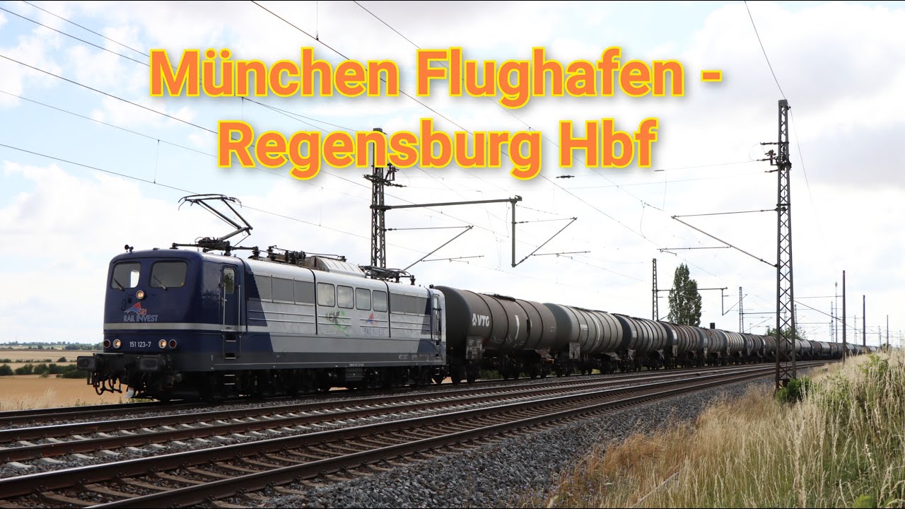 Führerstandsmitfahrt von Flughafen München Tanklager nach Regensburg Hbf mit der Baureihe 151
