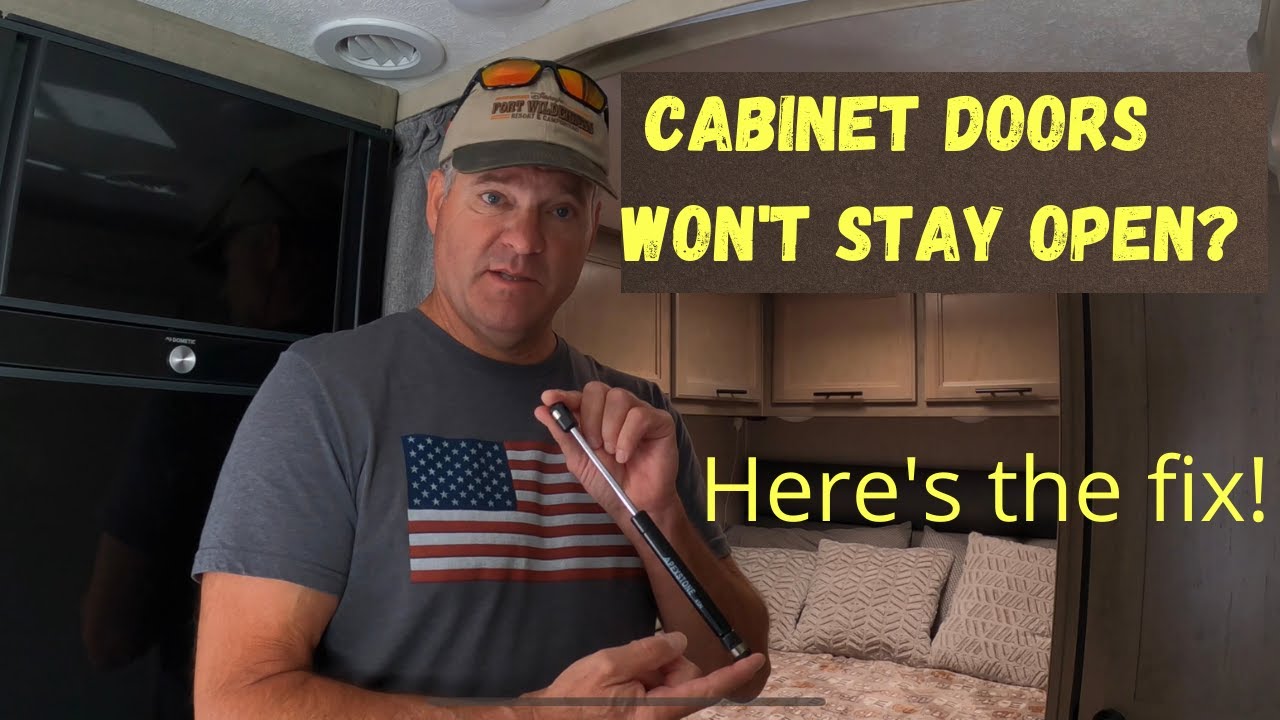 Gas Strut Installation for Cabinet Doors on 2021 Coachmen Prism 24CB