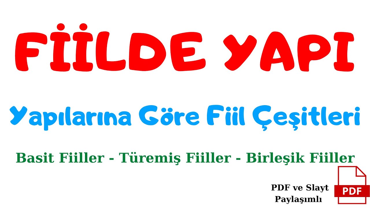 FİİLDE YAPI (Yapılarına Göre Fiiller) Basit Fiil - Türemiş Fiil - Birleşik Fiiller