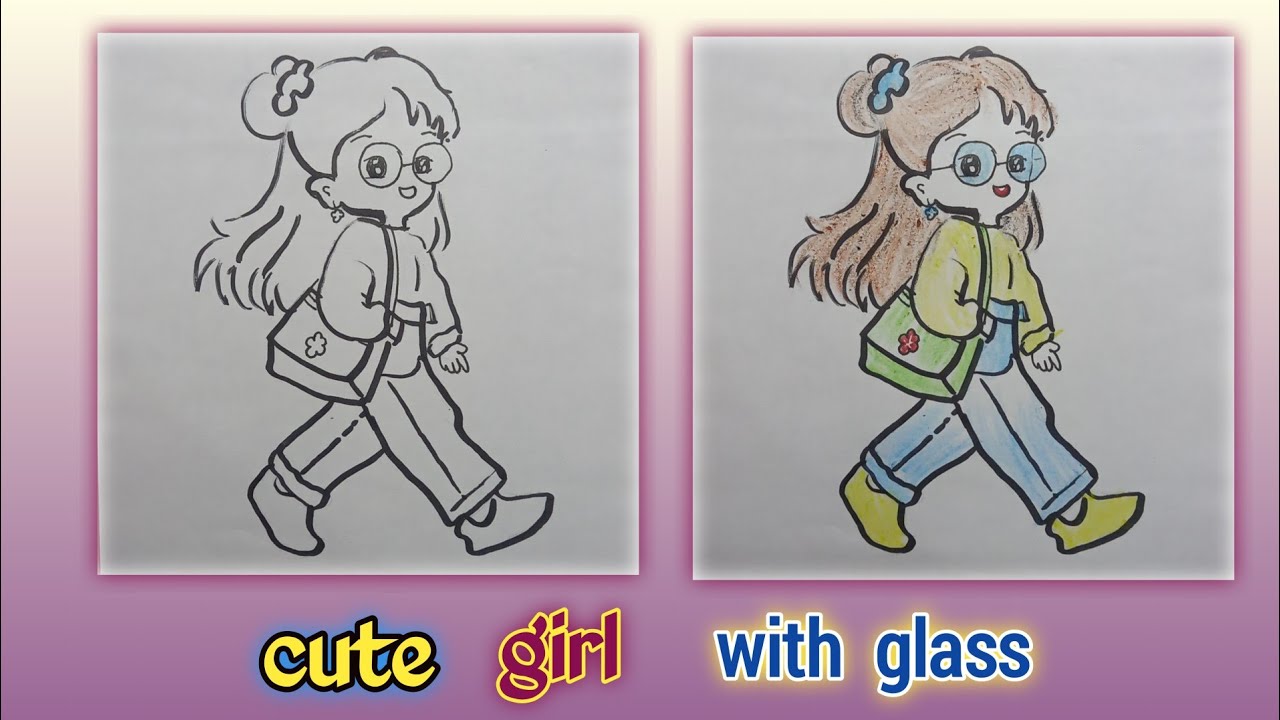 How to draw cute girl with glass 😍/ cute stylish girl drawing simple way 