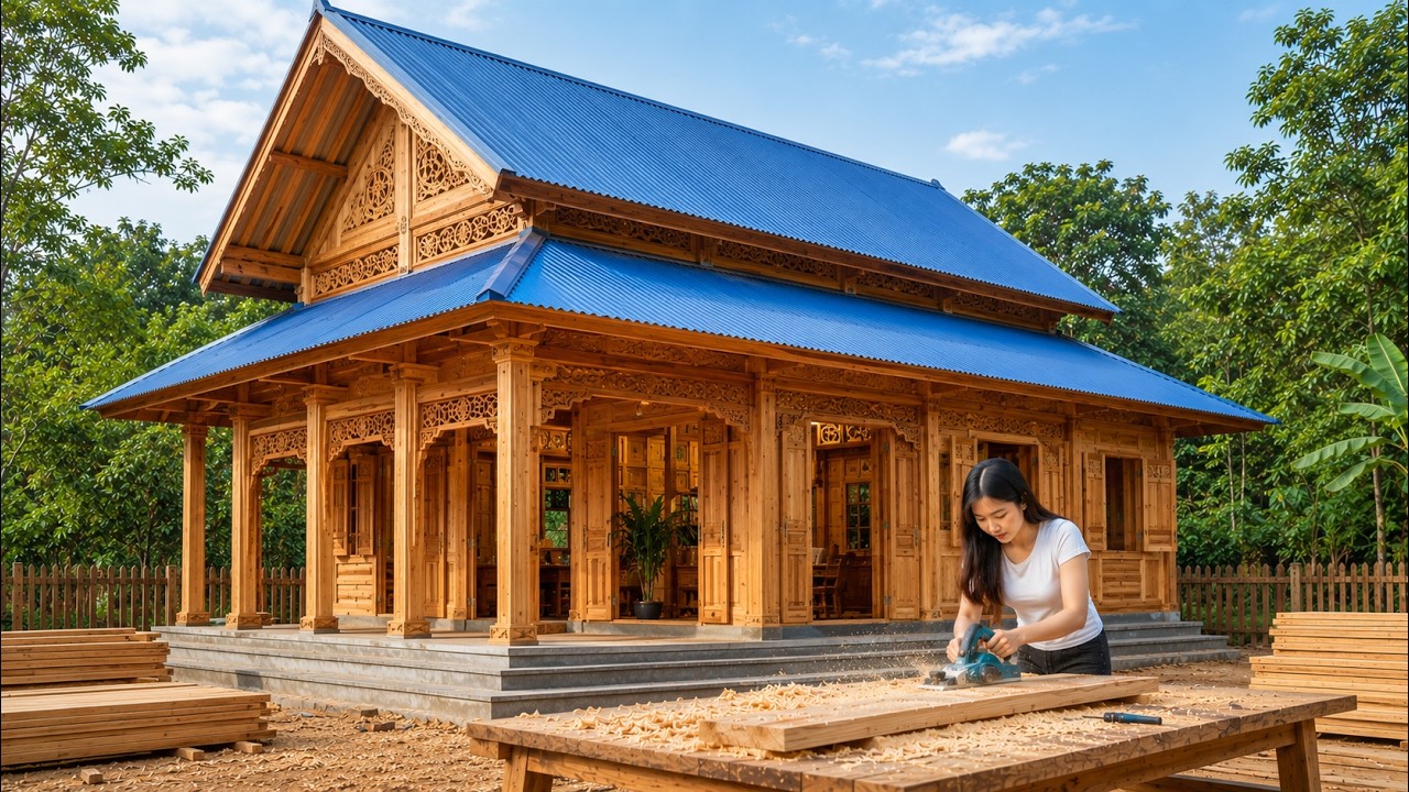 She Built This Incredible Wooden House Alone &mdash; Full 62-Day Construction Journey
