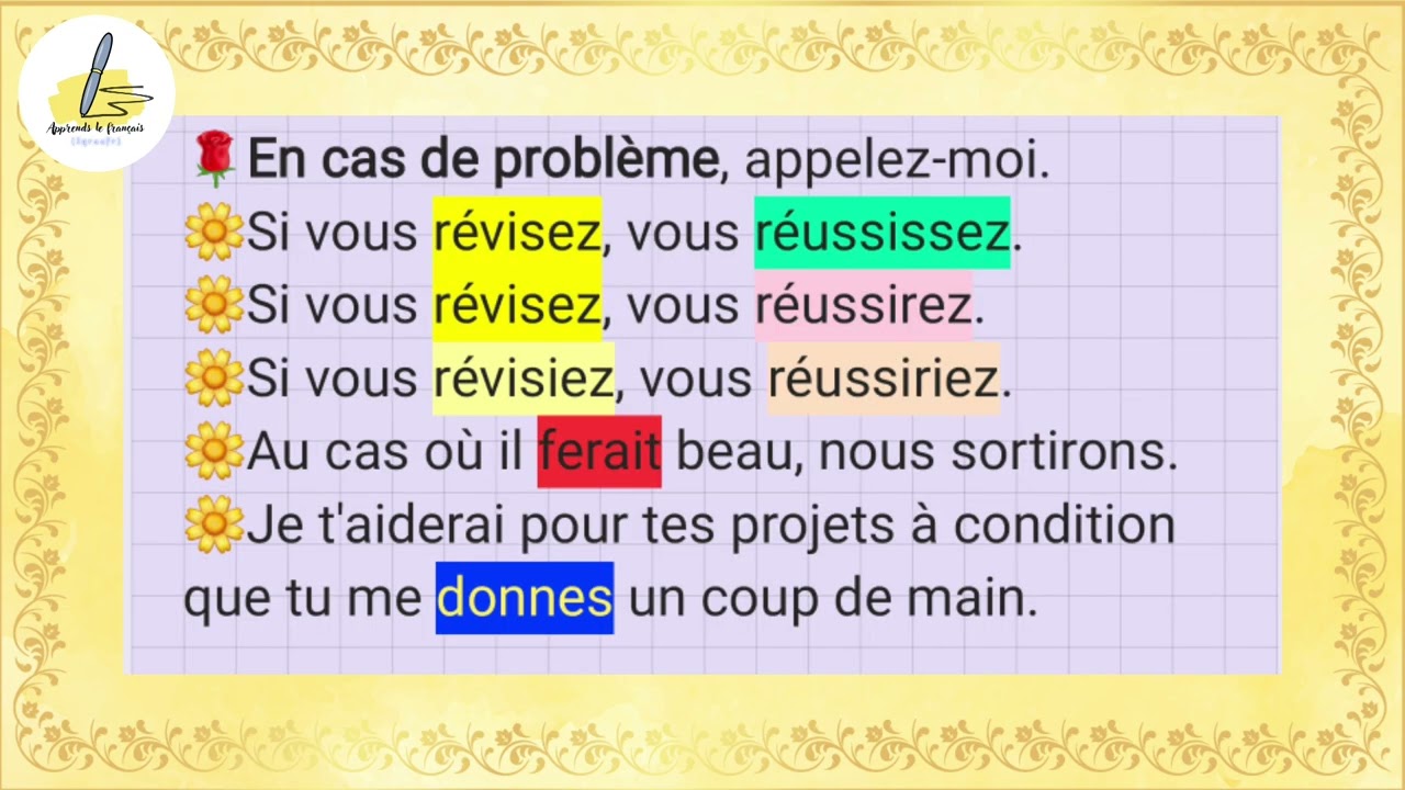 Apprends le français| La condition 4am اسلوب الشرط في الفرنسية