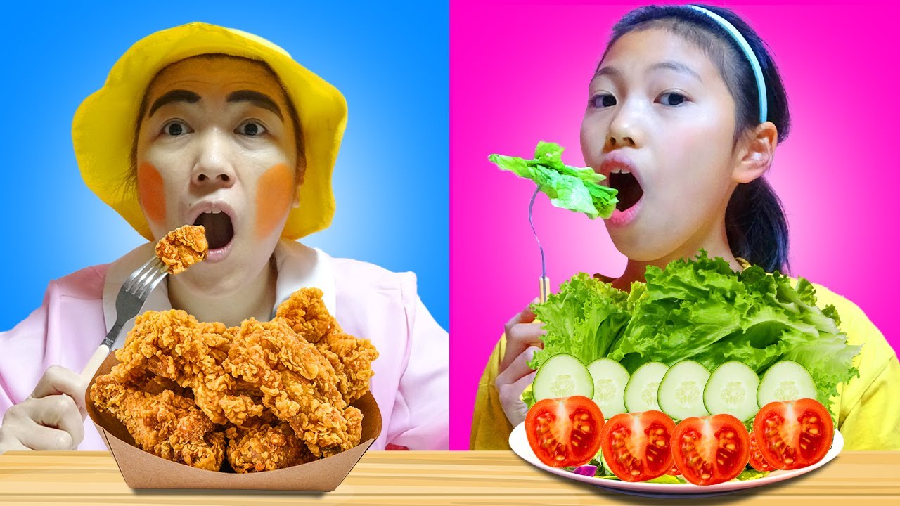 みこちゃんきらこお肉VS野菜　Food Challenge　ご飯はバランス良く食べよう