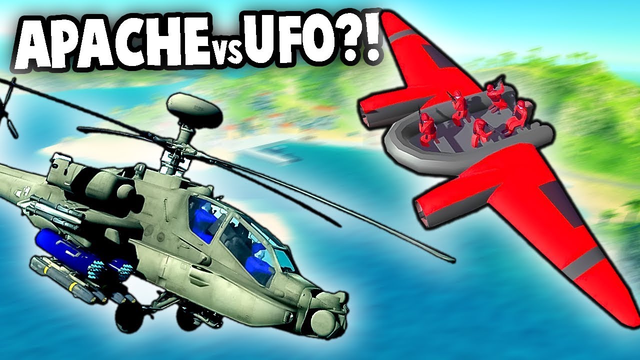 NEW mystery UFO vs Apache Helicopter!  (Ravenfield New Update Mod Gameplay)
