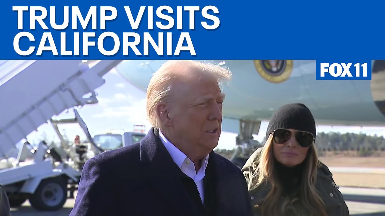 Trump in LA: President lands in California before visiting wildfire zones