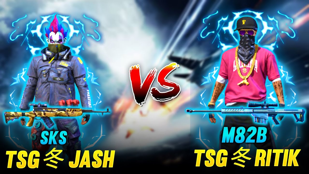 FREEFIRE || NEW GUN M82B VS SKS ||WHICH GUN IS BEST || TSG冬JASH VS TSG冬RITIK || OMG LIVE REACTION