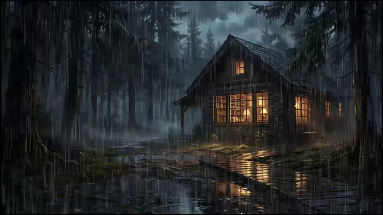 Night in a Forest Cabin 🌧️ Gentle Rain Sounds for Relaxation, Sleep, and Insomnia Relief