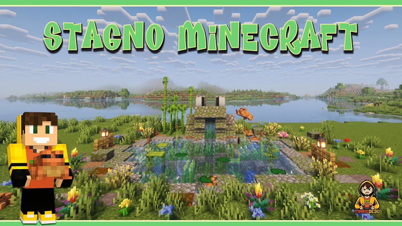 Come costruire uno stagno per rane in Minecraft 🐸✨ con fontana Minecraft ⛲🐸 habitat rane Minecraft 🐸