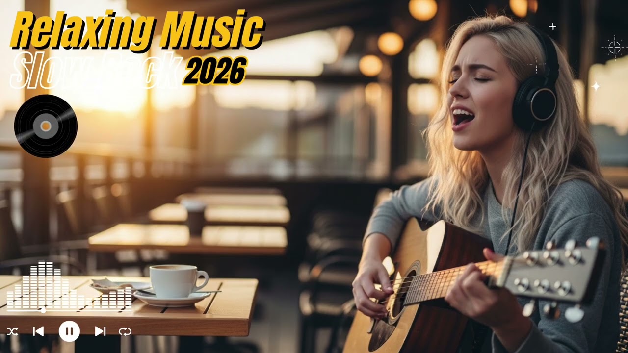 Slow Rock Cafe Ambience ☕ Relaxing Guitar Background Music
