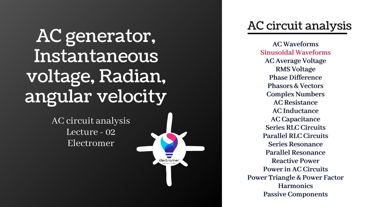 AC generator, Instantaneous voltage, Radian, angular velocity | AC circuit analysis
