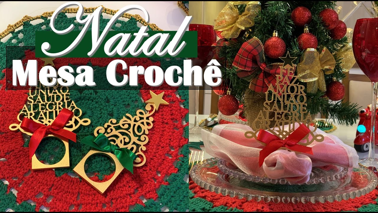 MESA POSTA DE CROCHÊ PARA O NATAL