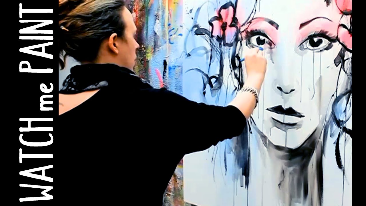 Abstract acrylic portrait Painting Speedpainting demonstration by zAcheR-fineT
