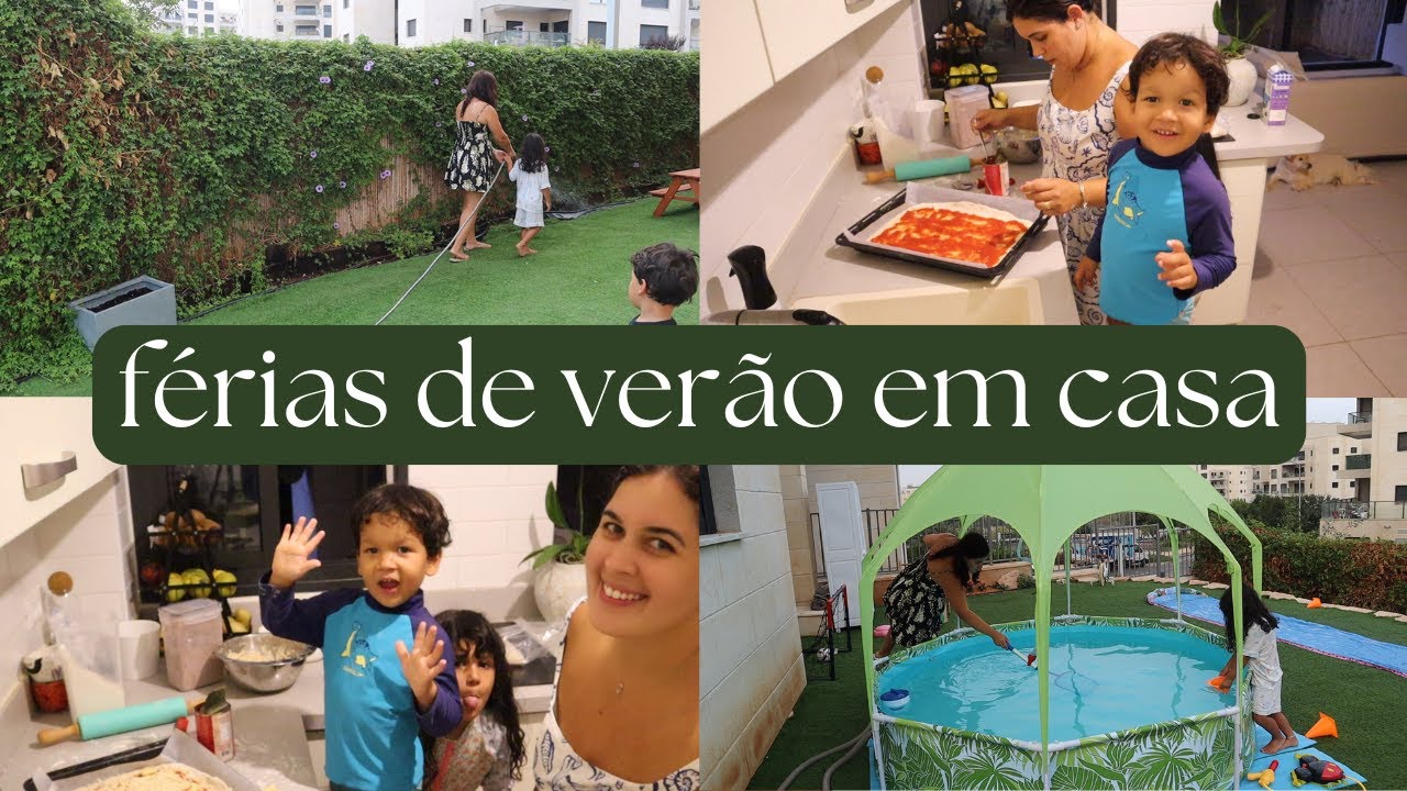 cuidando do jardim e fazendo pizza caseira com as crianças