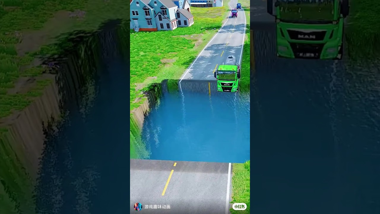 🚛 Colorful Oil Tankers vs Giant Water Pit | Extreme Crash Simulator Challenge 💦💥