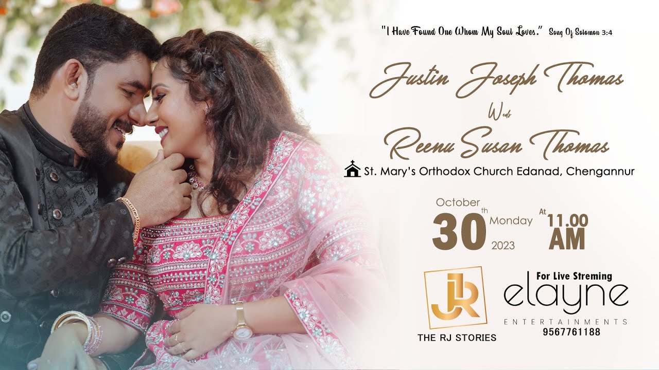 Justin Joseph Thomas with Reenu Susan Thomas | Orthodox Wedding Live | H.G. Dr. Abraham Mar Seraphim