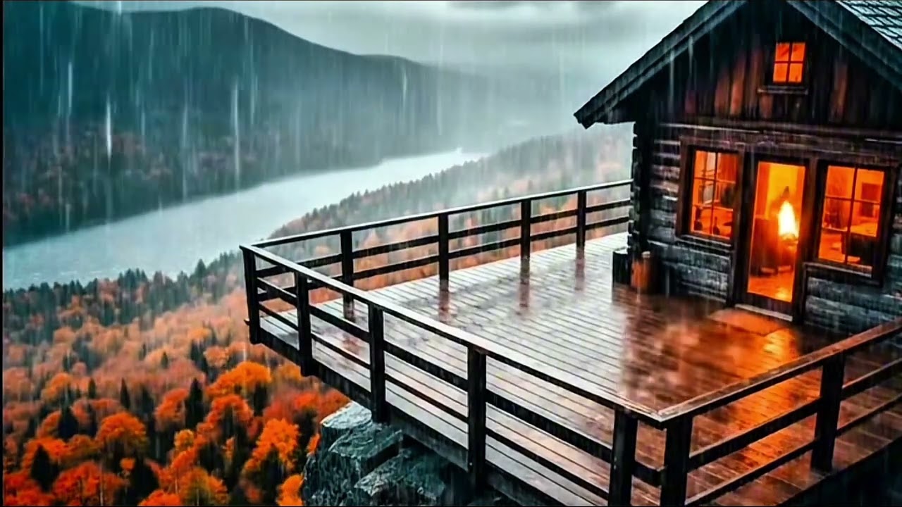 Cozy Cabin on a Rainy Mountain | Relaxing Rain Sounds & Warm Ambience 