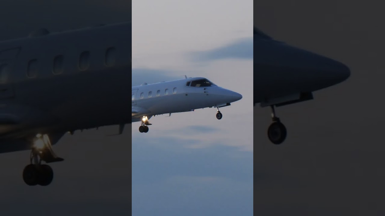 Learjet 60 / Private Jet / Night Landing