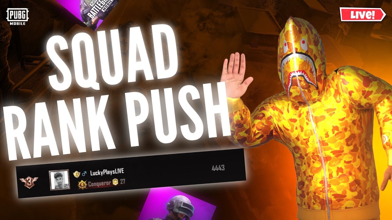 Squad Rank Push ❤️&zwj;🔥 Lucky Plays LIVE  Top 100 Push #squadrankpush #squadgameplay #conquerorgameplay