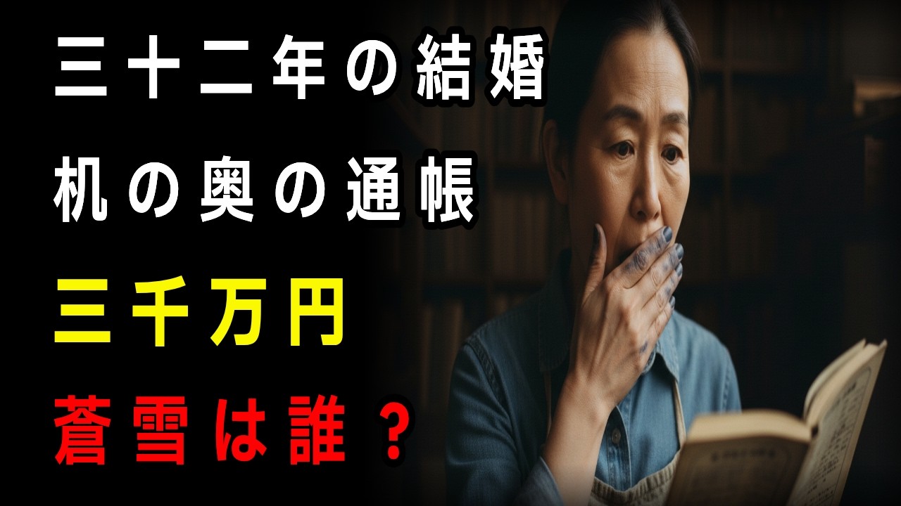 三十二年の結婚が崩れた日…机の奥に隠された三千万円の通帳と“蒼雪”の正体