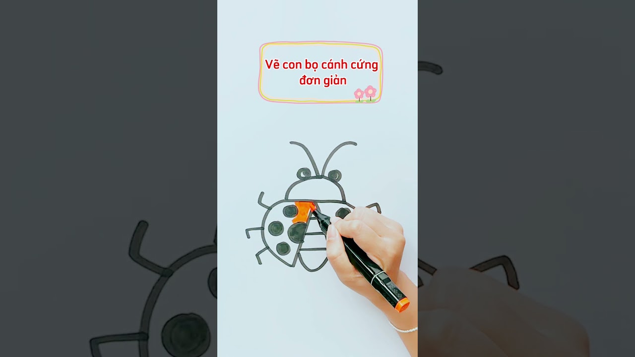 C&aacute;ch vẽ con bọ c&aacute;nh cứng đơn giản #shorts #veconbocanhcung #vevatomau #hocvachoi #jonnypoly