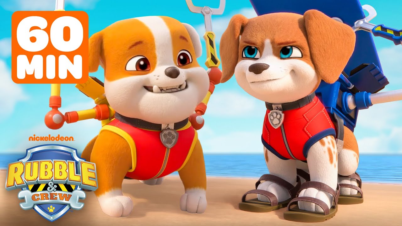 Rubble's Builder Cove Summer Rescues! w/ Wheeler & Chase | 1 Hour | Rubble & Crew
