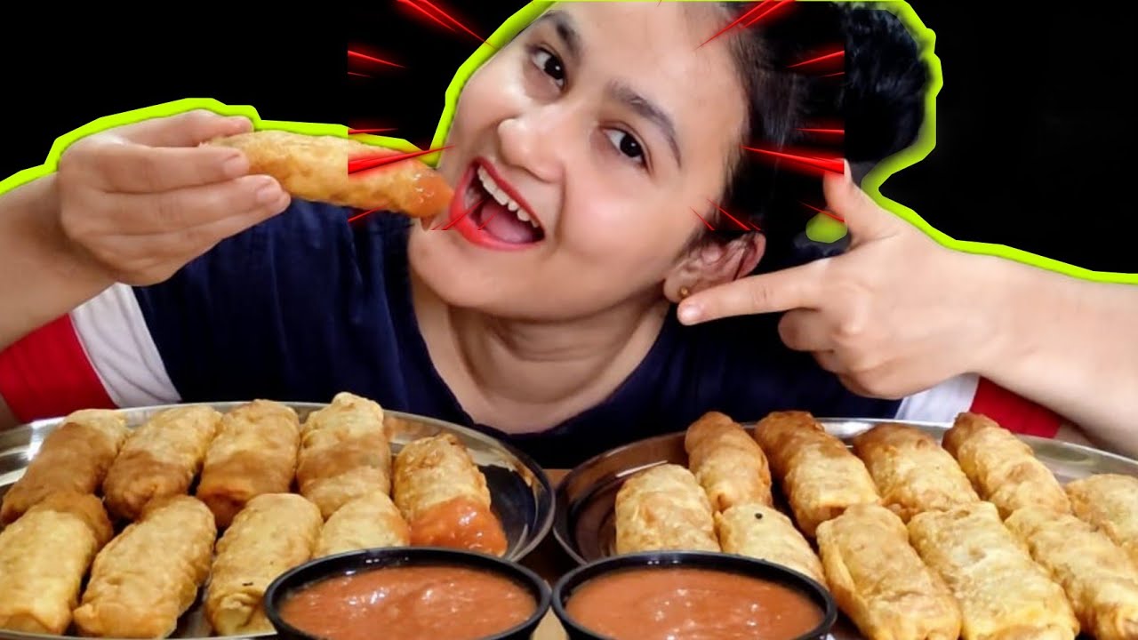 20 Springroll Eating Challenge 🤤😋 mukbang + asmrll