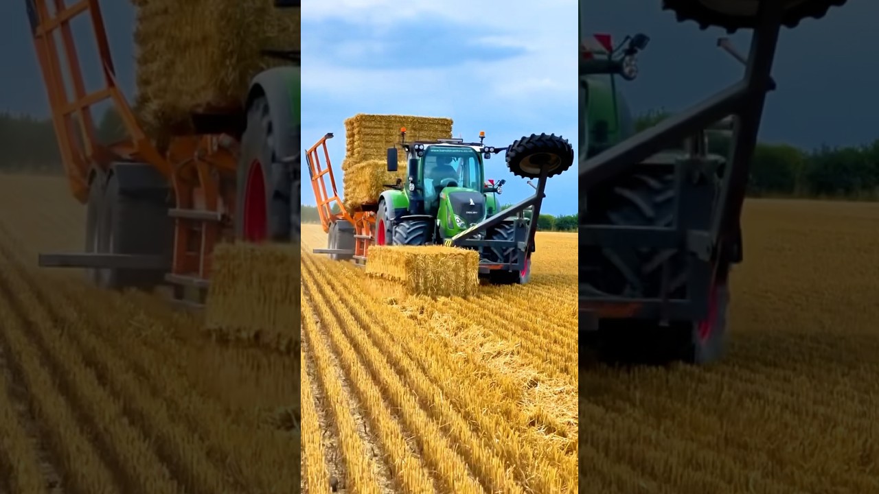FENDT 724 Tractor Chasing Bales