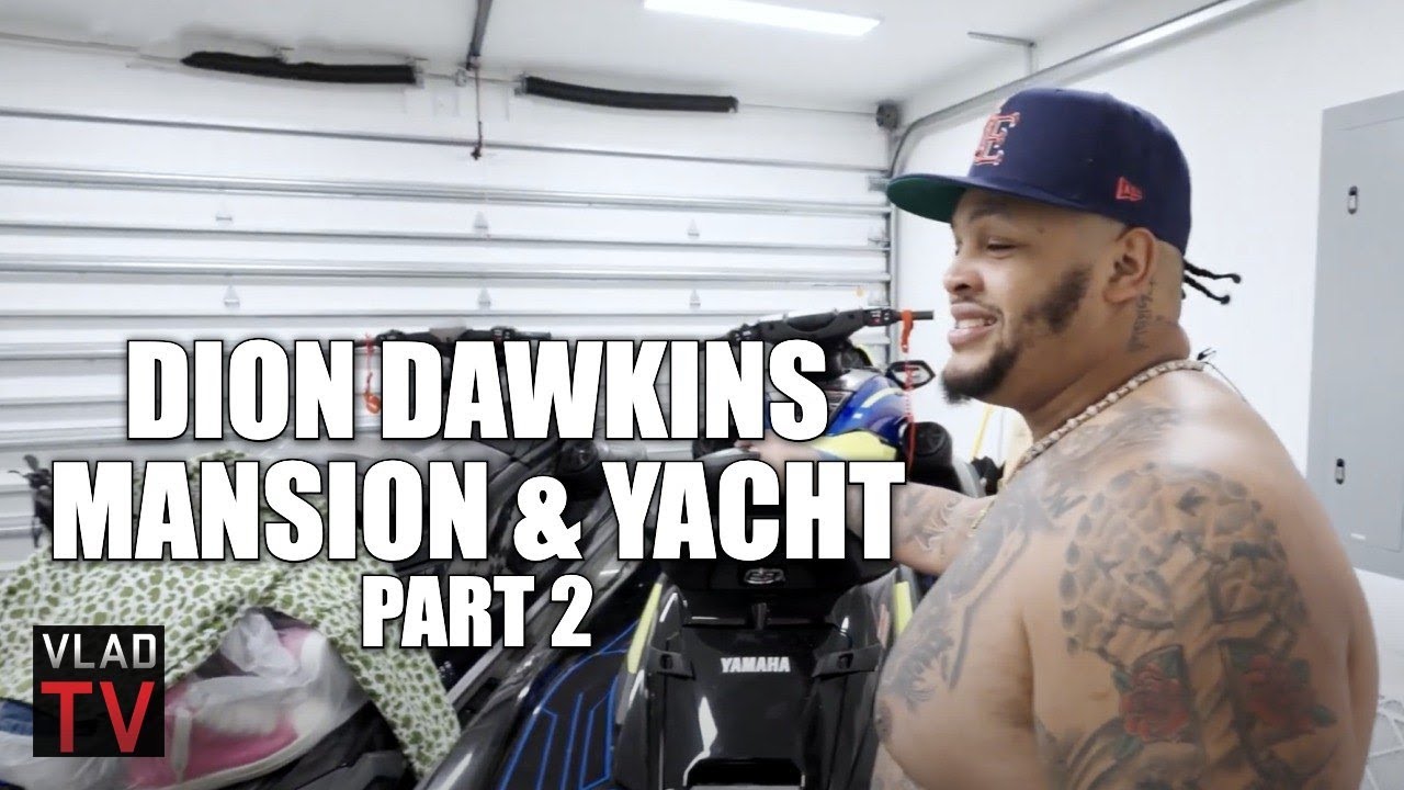 Дион Докинз показывает лифт, автомобили, гидроциклы и памятные вещи в своём особняке (часть 2)