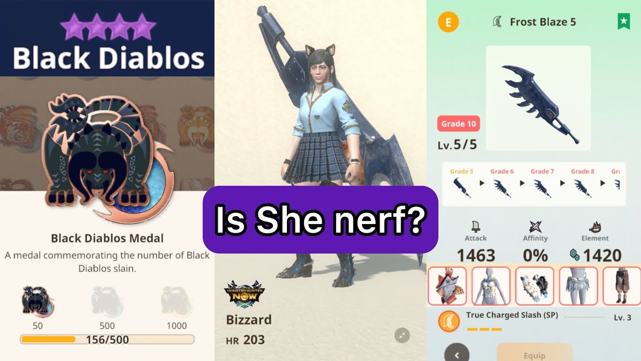 [MHN] She is nerfed “Black diablos 9 star” Urgent quest Greatsword Monster hunter now
