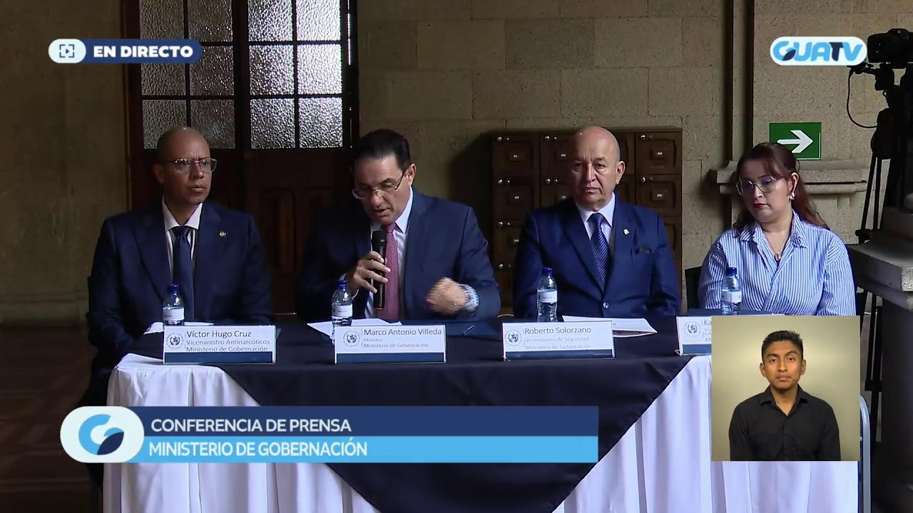El Ministerio de Gobernación Guatemala  brinda conferencia de prensa.