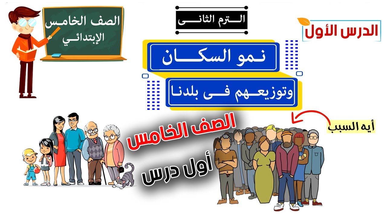 نمو السكان وتوزيعهم فى بلدنا للصف الخامس الابتدائى