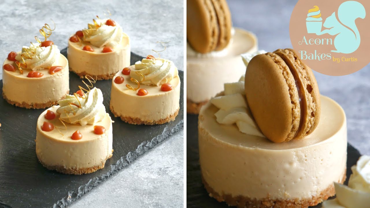 MINI SALTED CARAMEL CHEESECAKES (2x Designs) & SPUN SUGAR TUTORIAL | Acorn Bakes
