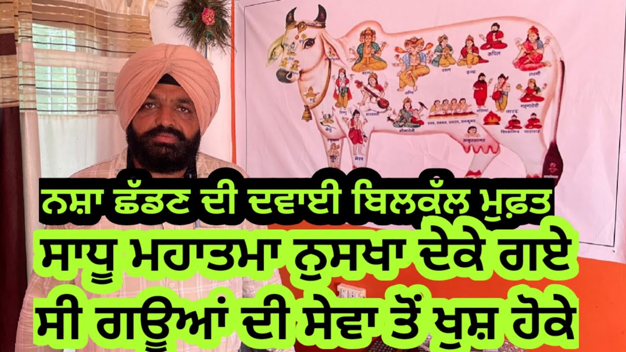 ਨਸ਼ਾ ਛੱਡਣ ਦੀ ਦਵਾਈ ਮੁਫ਼ਤ ਮਿਲਦੀ ਆ।  ਗਊਆਂ ਦੀ ਸੇਵਾ ਕਰਦੇ ਹੋਏ ਸੰਤ ਮਹਾਤਮਾ ਨੁਸਖਾ ਦੇਕੇ ਗਏ ਸੀ