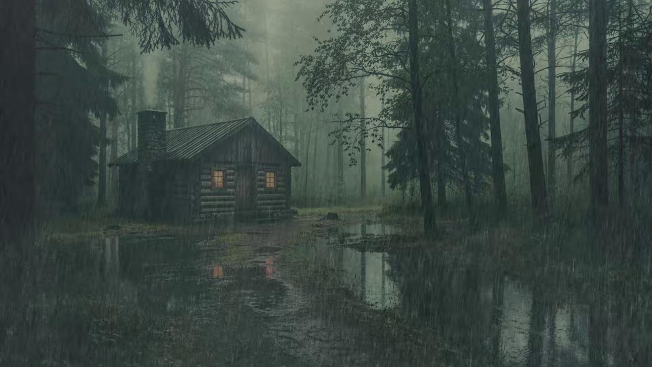Cozy Cabin in the Forest at Night | Rain Sounds for Sleep