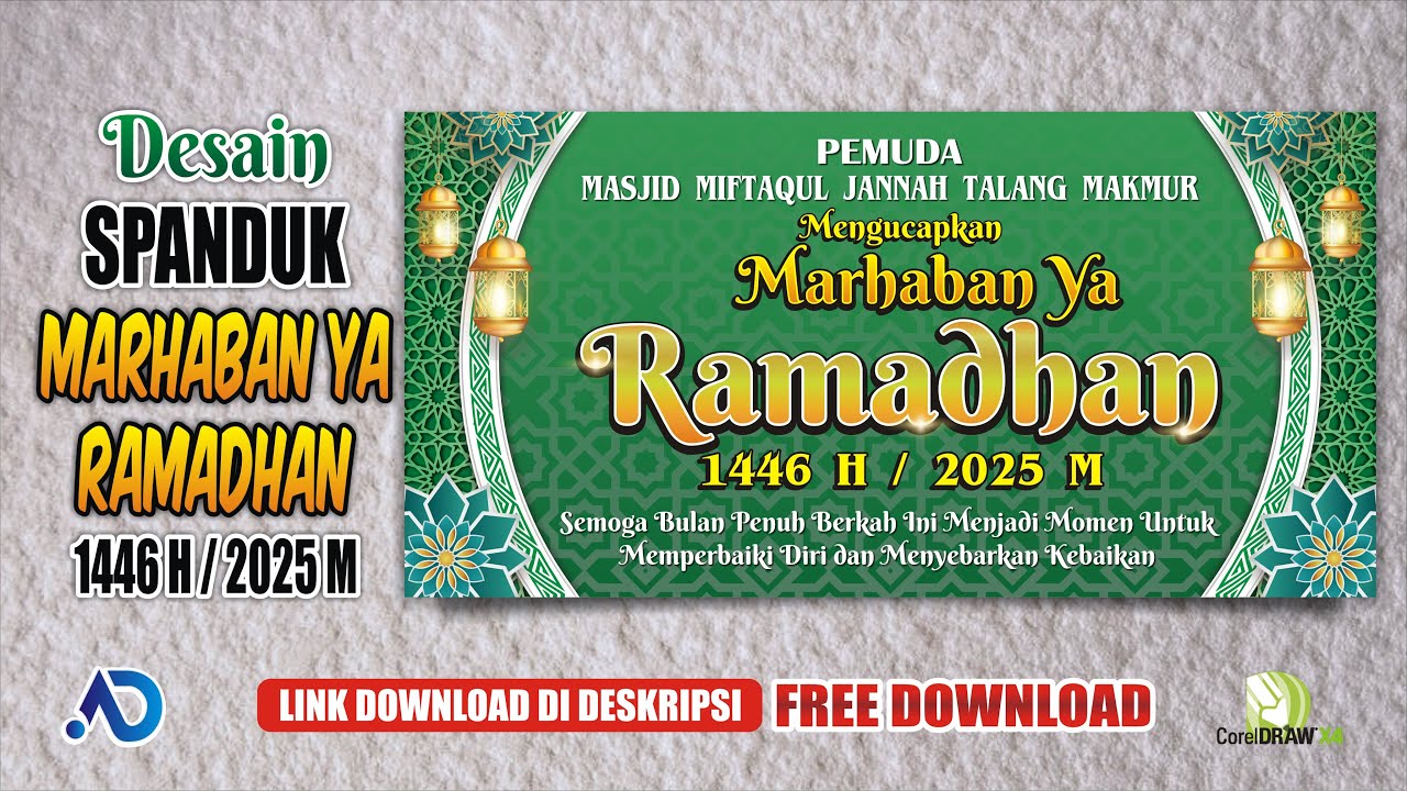 DESAIN SPANDUK MARHABAN YA RAMADHAN 1446 H / 2025 M (Free Download) File CorelDRAW