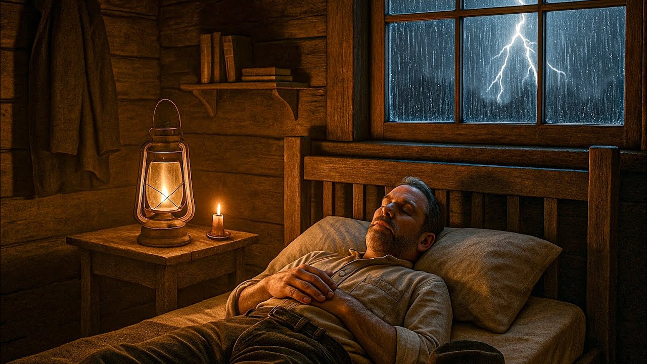 Peaceful Sleep Alone in a Wood Cabin During Heavy Rain & Night Thunderstorm at the Farm|RDR2 ASMR 