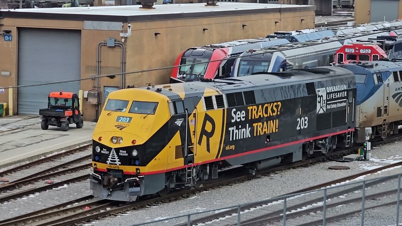 AMTRAK Chicago See tracks think train locomotive laying over between runs. 022326 