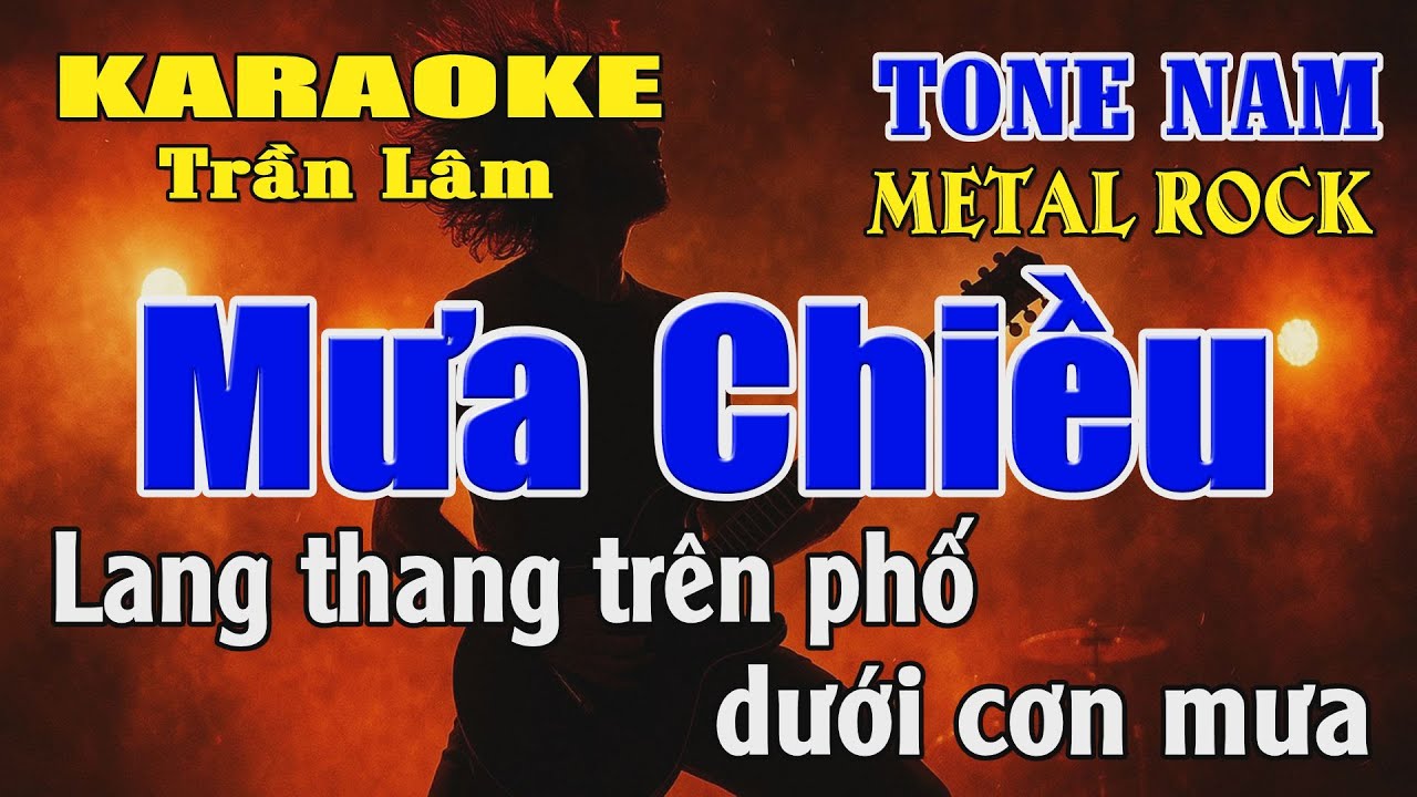 Karaoke Mưa Chiều Tone Nam ( Rê thứ ) | Metal Rock | Karaoke Trần Lâm