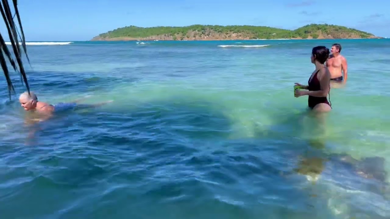 Swimming at a secluded beach